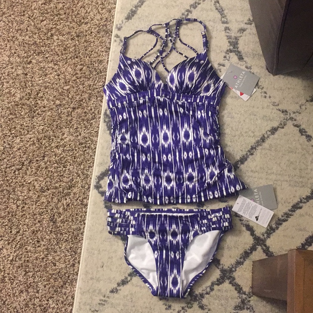 NWT Athleta Aqualuxe tankini and bottoms swim set
